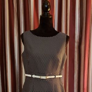 TAHARI  Black & White Patterned Dress
